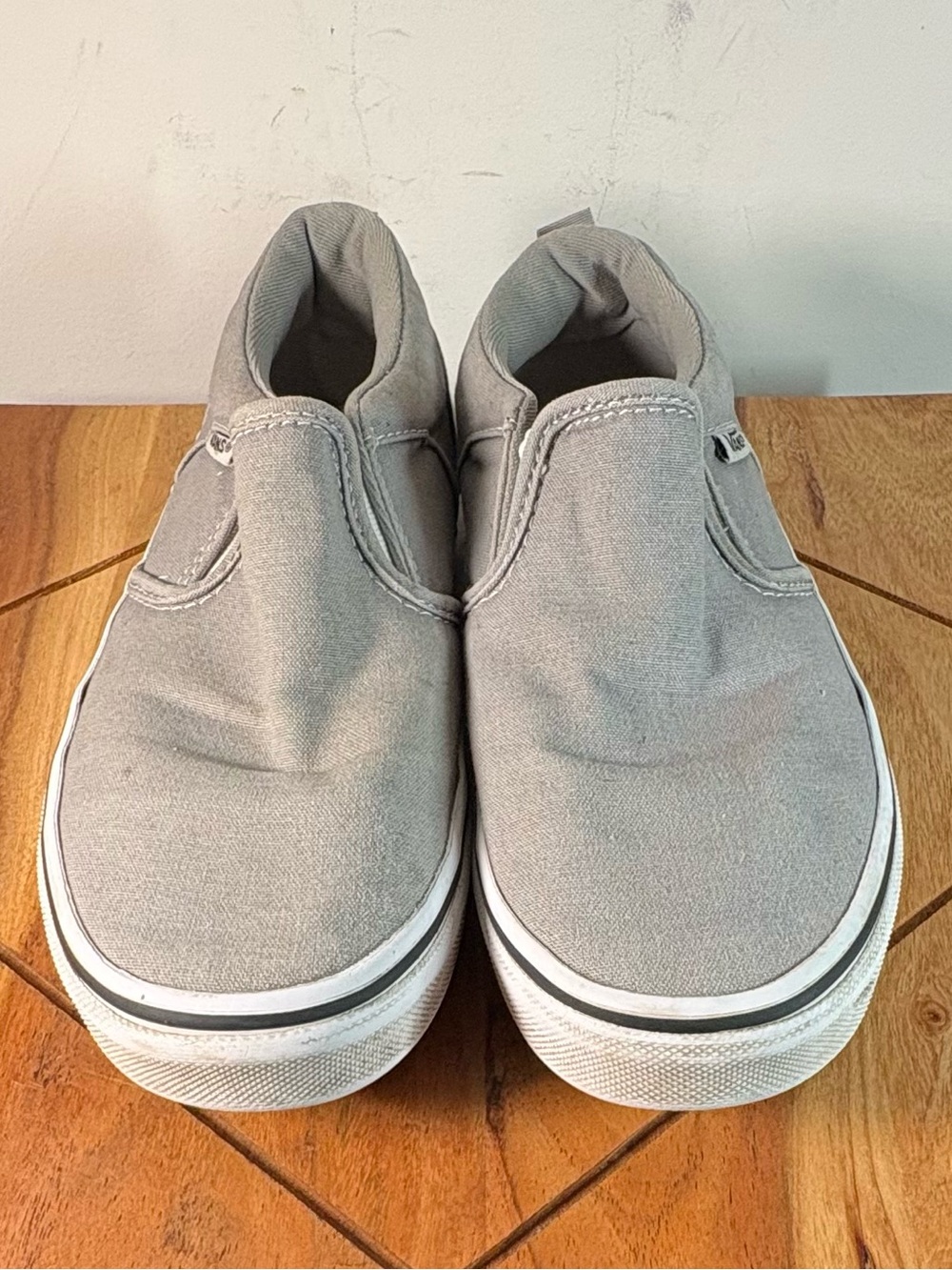Vans Kids Slip-On Canvas Sneakers in Light Gray